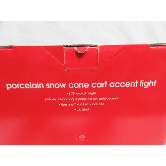 Porcelain Snowman w/ Snow Cone Cart Accent Light White By JCP Home 1996 Vintage - Picture 12 of 13